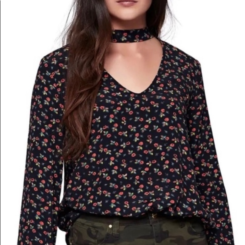 Sanctuary Floral Choker Tie Top Blouse Size XS